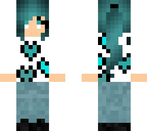 teal pixel heart girl