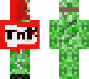 masked creeper in red long sleeve shirt with tnt symbol