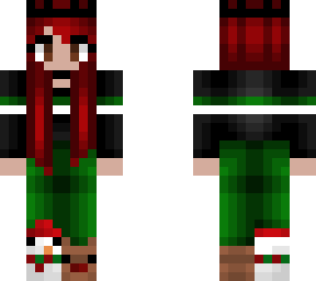 christmas - black with white and green stripes - redhead