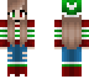 christmas - green red and white stripes - hat and jeans