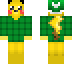 christmas - pikachu in green flannel shirt and hat