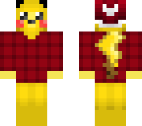christmas - pikachu in red flannel shirt and hat