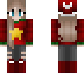 christmas - red sweater with star - light brunette