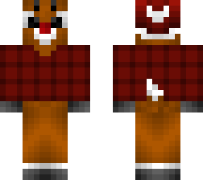christmas - rudolph in red flannel shirt - santa hat