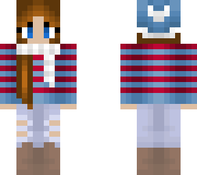 winter - red and blue stripes - hat and scarf