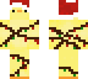 christmas duck wrapped in christmas lights with santa hat