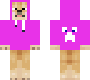shiba with pink hoddie