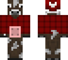 christmas - cow in red flannel shirt and hat