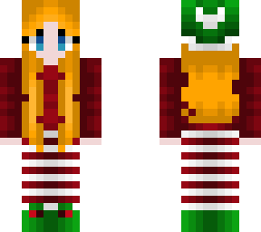 christmas - cute golden hair elf - green red and white