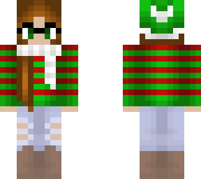 winter - red and green stripes - hat and scarf