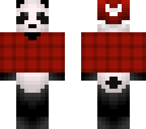 christmas - panda in red flannel shirt and hat