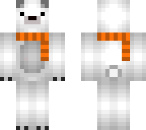 polar bear wearing orange scarf