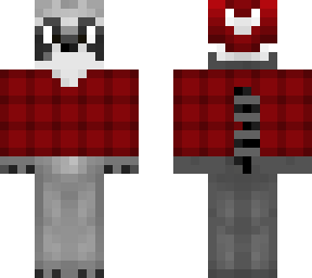christmas - raccoon in red flannel shirt and hat