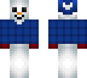 christmas - snowman - blue flannel and hat, red mittens