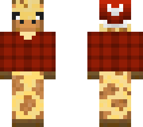 christmas - giraffe in red flannel shirt and hat