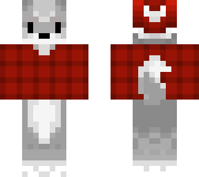 christmas - gray wolf in red flannel shirt and hat