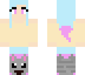 cotton candy girl with her pet tabby slime