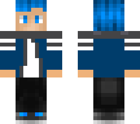 the light blue hair and dark blue shirt