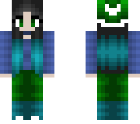 christmas - black and blue hair - green and blue outfit