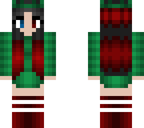 christmas - green - red and black hair - crown