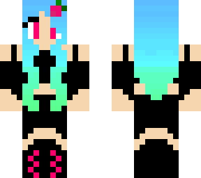 teal pink edgy mombie girl