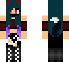 wolf and demon girl with teal hair
