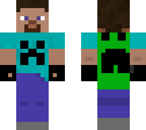 steve w/ creeper shirt+cape,headphones, and gloves