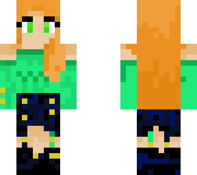 cute orange haired girl green outfit