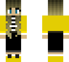 yellow jacket, striped shirt, ombre hair