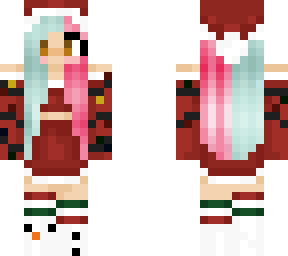 pink and blue hair christmas skin!