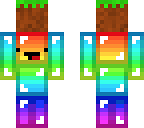 rainbow derp carrying a grass block