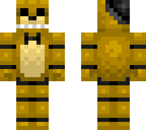 golden freddy with black and wite eyes