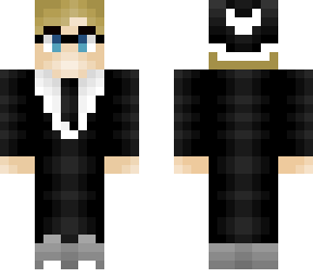 business man - christmas - black suit and santa hat - blonde