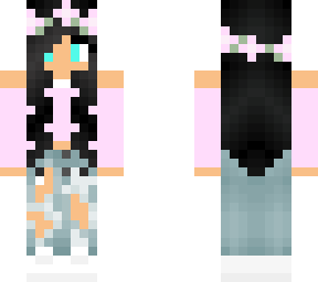 pink flower girl whit black hair