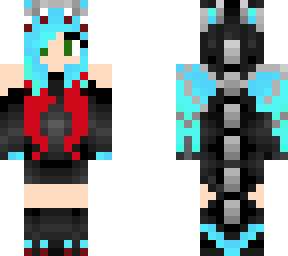 dragon girl blue and red hair