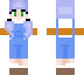 purple hair overalls girl