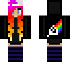 colorful hair, pink floyd jacket, female