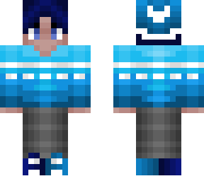 christmas - blue sweater hat and hair - white design