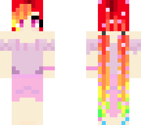 finished bright rainbow pink hair girl