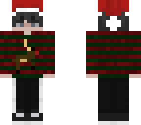 grey hair boy with cristmas hat and cristmas shirt