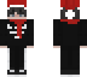 grey hair boy with cristmas hat and scarf