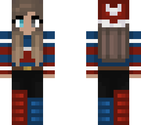 christmas - blue white and red - black pants - blue and red boots