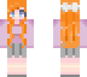 red head with bow