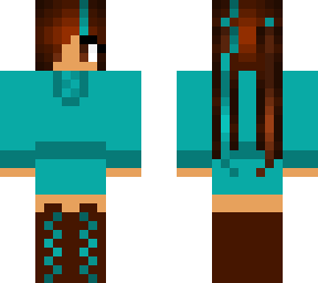 cute aqua brunette with blue streak in hair