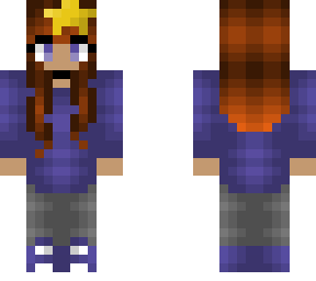 star girl - brunette - purpleish blue outfit