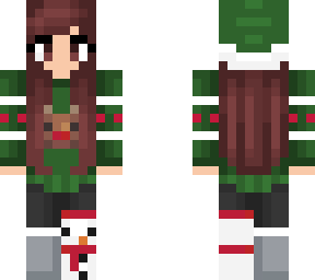 christmas - green outfit - reindeer and snowman
