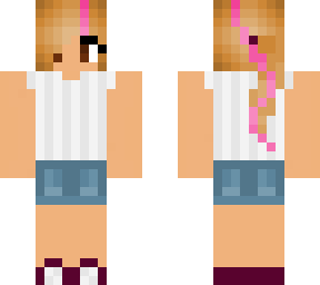 cute blondie with pink streak in hair