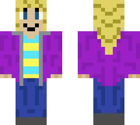 stripes and purple jacket