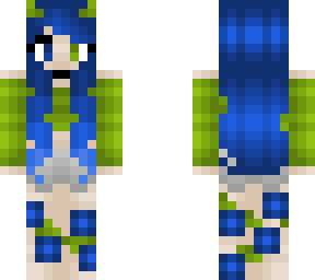 blue orchid - blue hair- green croptop - vines and shorts