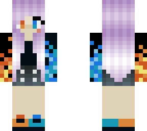 lava and water girl with purple hair